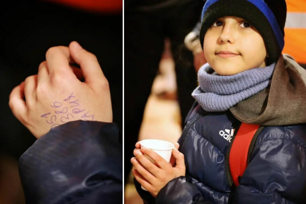 En elvaårig pojke flydde från kriget i Ukraina, utan sina föräldrar men med ett nummer på handen som hjälpte honom att komma i säkerhet.