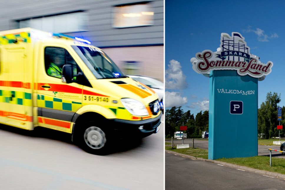 En person har förts till sjukhus efter att ha skadats av en karusell på Skara Sommarland.