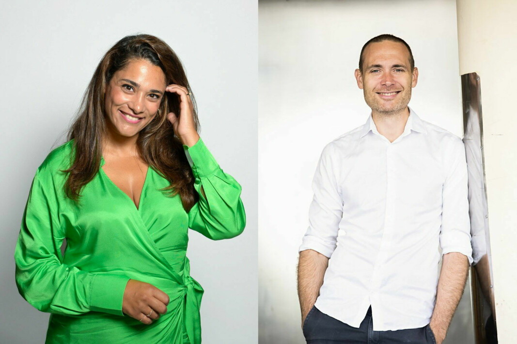 Farah Abadi och Jesper Rönndahl väntas i dag presenteras som programledare för Melodifestivalen 2023. Arkivbilder.