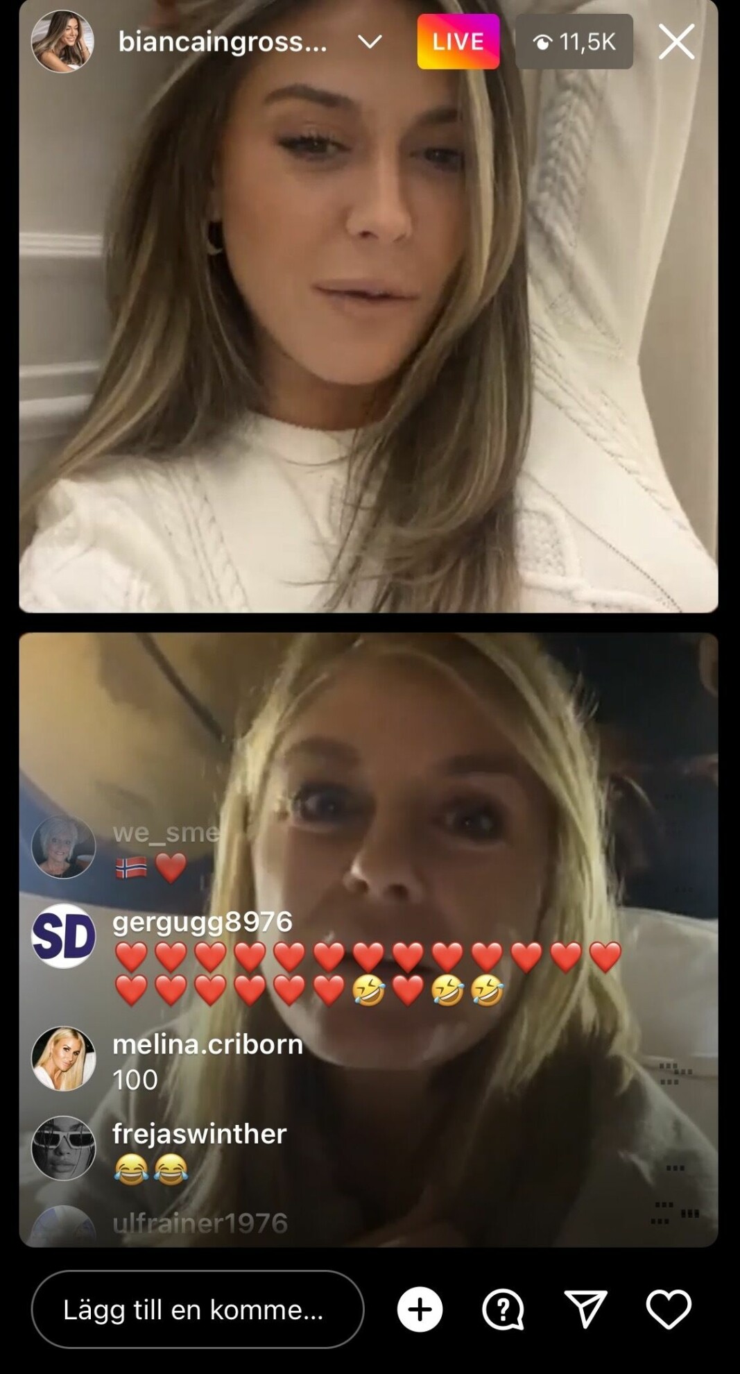 Under tisdagskvällen hade Bianca Ingrosso och Pernilla Wahlgren en live på Instagram där de hintade om Benjamin Ingrossos kärleksrelation med den norska influencern Frøya Winther.