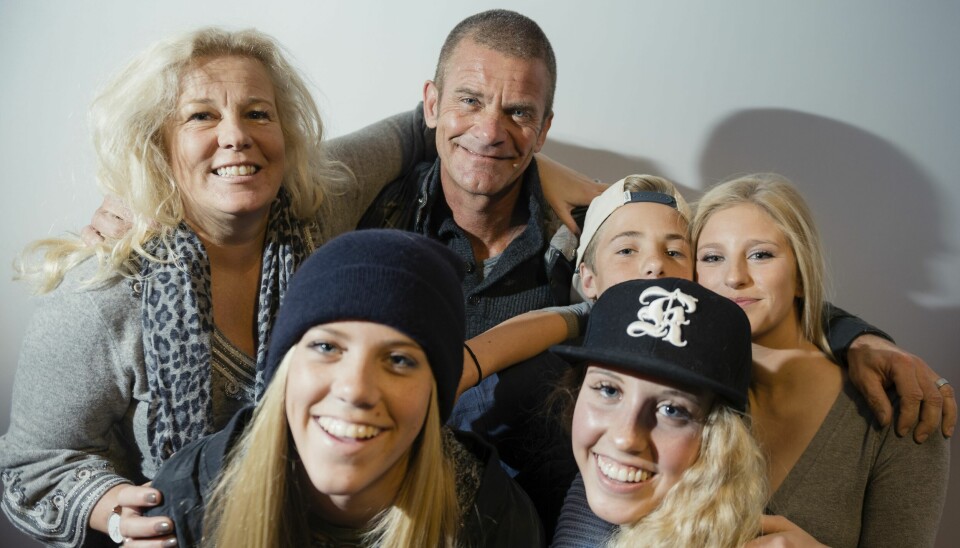 Familjen Parnevik med Mia, Philippa, Jesper, Peg, Phoenix och Penny i samband med TV3:s serie 'Parneviks' som hade premiär 2015.
